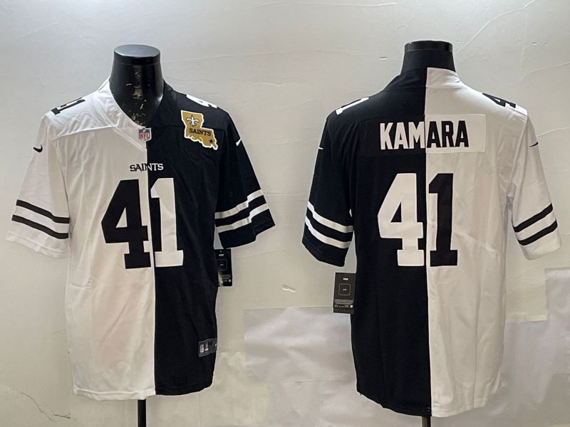 Men New Orleans Saints #41 Kamara White Black Fashion 2025 Nike Limited NFL Jersey style 2